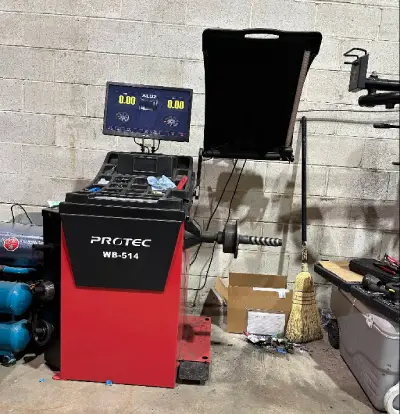 The wheel balancer in our Milton shop